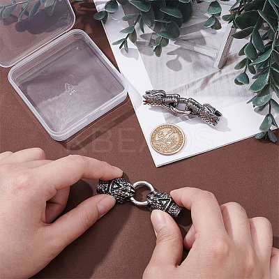 2 Sets 2 Styles Tibetan Style 304 Stainless Steel Spring Gate Rings FIND-PH0025-51B-1