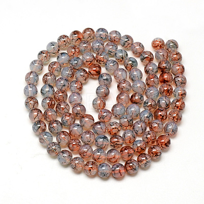 Baking Paint Glass Beads Strands X-DGLA-Q023-8mm-DB52-1
