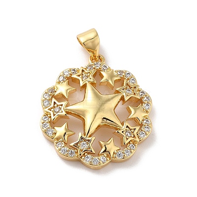 Rack Plating Brass Micro Pave Cubic Zirconia Pendants X-KK-A160-11G-1