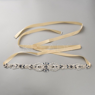 Flower Full Crystal & Montana Rhinestone Handmade Bridal Belts for Wedding Dresses AJEW-WH20006-233A-04-1