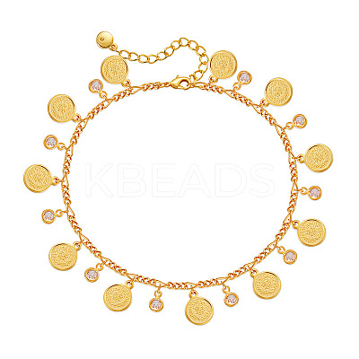 Brass with Crystal Rhinestone Disc Tassel Anklets for Women FS-WGDFF3C-01-1