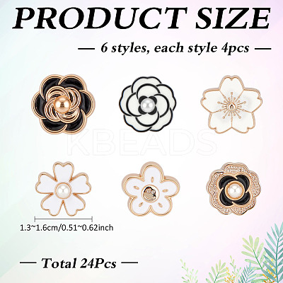 24Pcs 6 Styles Flower Resin Enamel Stethoscope Pendant Decorations HJEW-MA00020-1