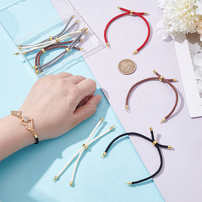 10Pcs 5 Colors Nylon Twisted Cord Bracelet Making MAK-UN0001-67-1