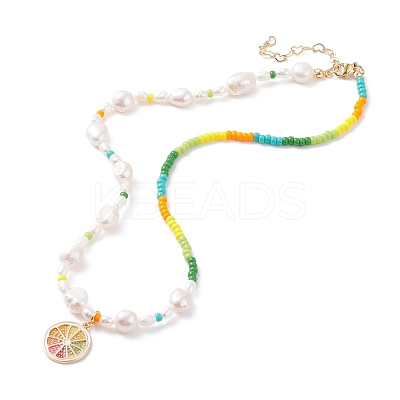 Lemon Slice Enamel Pendant Necklace for Girl Women X1-NJEW-TA00013-1