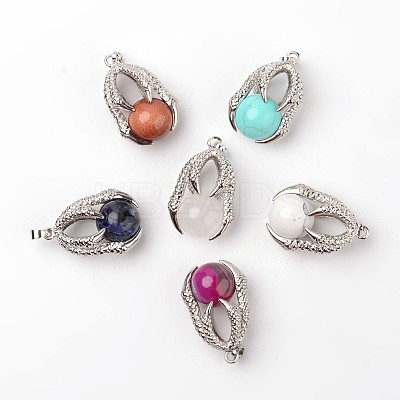 Eagle Claw Alloy Natural & Synthetic Mixed Stone Pendants G-L455-A-1