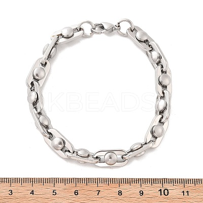 304 Stainless Steel Oval Link Chain Bracelets for Women Men BJEW-F488-29P-1