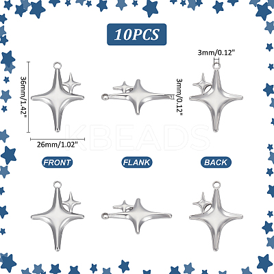 10Pcs 304 Stainless Steel Pendants STAS-UN0061-12-1