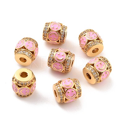 Real 18K Gold Plated Brass Micro Pave Clear Cubic Zirconia Beads ZIRC-Z023-07-1