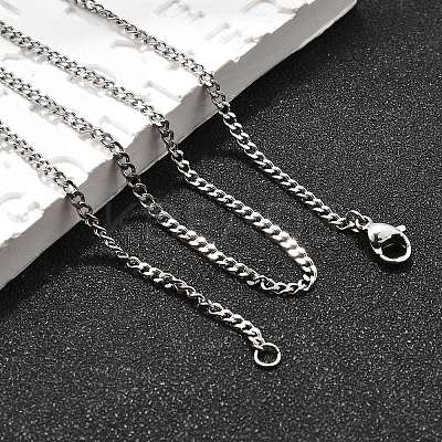 Non-Tarnish 304 Stainless Steel Curb Chain Necklaces NJEW-L162-01B-P-1