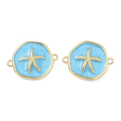 Ocean Brass Enamel Connector Charms KK-C251-05G-02C-1
