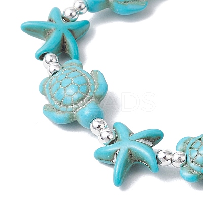 Synthetic Turquoise Beaded Stretch Bracelets for Men Women BJEW-JB11761-02-1