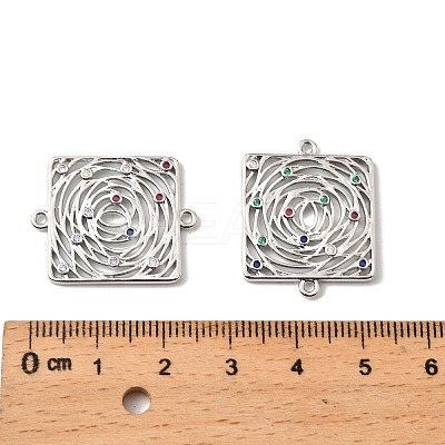 Brass Micro Pave Colorful Cubic Zirconia Hollow Connector Charms KK-K351-58B-P-1