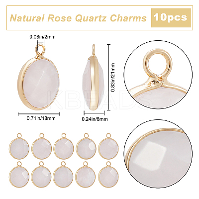 10Pcs Natural Rose Quartz Pendants G-BBC0001-37A-1