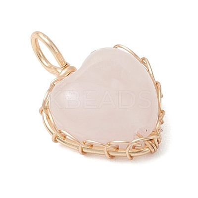 Natural Rose Quartz Pendants PALLOY-JF04775-01-1