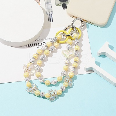 Heart & Bowknot Acrylic Beaded Bag Straps AJEW-BA00110-1