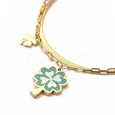 Ion Plating(IP) 304 Stainless Steel Shell Clover Pendant Necklaces NJEW-C032-12G-1