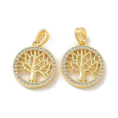 Brass Micro Pave Cubic Zirconia Pendents KK-R210-21G-01-1