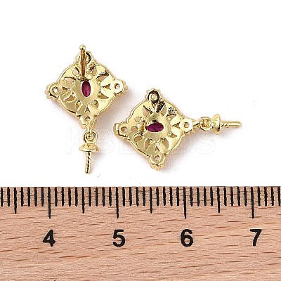 Brass Cubic Zirconia Rhombus Stud Earring Findings LS-KK-B087-04G-1-1