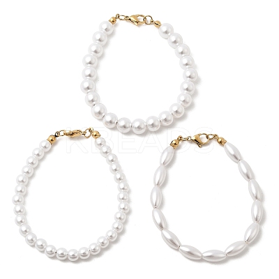 Plastic Pearl Beaded Bracelets for Women BJEW-L716-01G-1