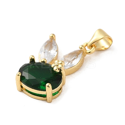 Rack Plating Brass Micro Pave Cubic Zirconia Pendants KK-P241-20G-01-1