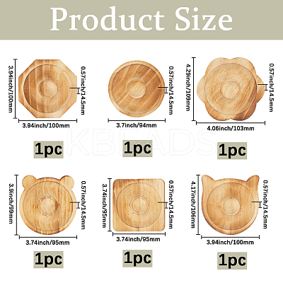 6Pcs 6 Styles Beech Wooden Jewelry Bracelet Finger Ring Diplay Holder Tray ODIS-BBC0001-03A-1