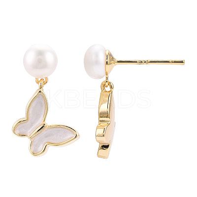 Natural Pearl Dangle Stud Earrings PEAR-N020-05M-1