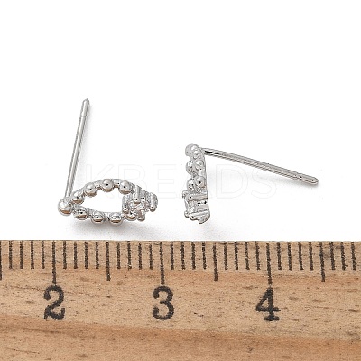Brass Glass Stud Earrings EJEW-Q014-22P-1