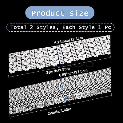 4 Yards 2 Styles Milk Fiber Lace Trim Ribbon OCOR-CY0001-08A-1