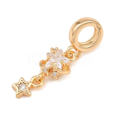 Brass Pave Clear Cubic Zirconia European Dangle Charms KK-K407-37G-1