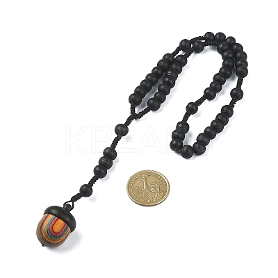 Natural Wood Pine Cone Car Hanging Ornaments HJEW-JM01280-1
