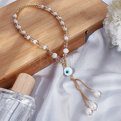 Glass & Pearl Beaded Car Hanging Decorations HJEW-DR00019-1