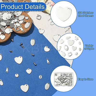 160Pcs 16 Styles 304 Stainless Steel Chain Tabs FIND-CJ0004-88-1