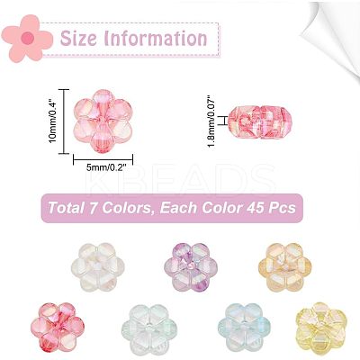315pcs 7 colors Transparent Acrylic Beads MACR-FH0001-09-1