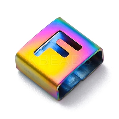 Ion Plating(IP) 304 Stainless Steel Square Slide Charms STAS-L132-08F-M-1
