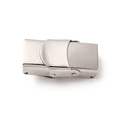 Tarnish Resistant Rectangle 201 Stainless Steel Watch Band Clasps STAS-N076-09-1