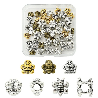 50Pcs 5 Styles Tibetan Styles Zinc Alloy Beads TIBEB-YW0001-26-1