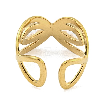 Ion Plating(IP) Infinity 304 Stainless Steel Open Cuff Rings for Women RJEW-A044-01D-G-1