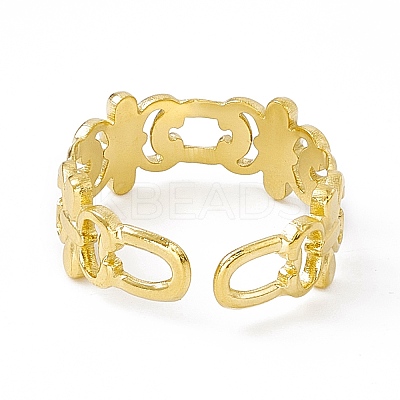 Ion Plating(IP) 304 Stainless Steel Cuff Ring for Women RJEW-C060-20G-1
