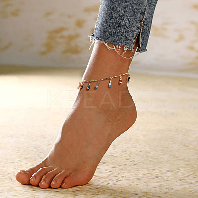 Alloy Colorful Enamel Charm Bar Link Chain Anklets for Women FS-WG66C6C-03-1