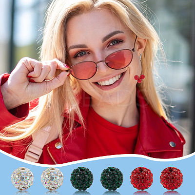 120Pcs 3 Colors Pave Disco Ball Beads RB-PH0001-42-1