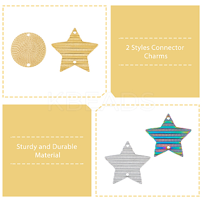 24Pcs 6 Styles 304 Stainless Steel Connector Charms STAS-DC0014-28-1
