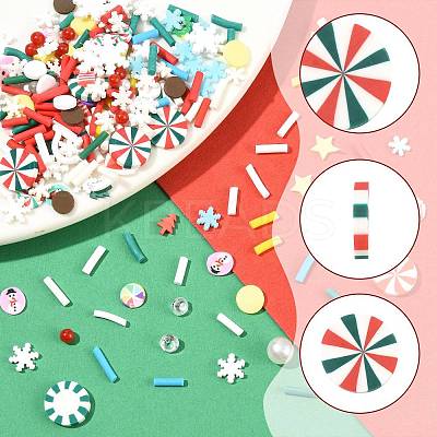 128G Christmas Theme Handmade Polymer Clay Cabochons CLAY-FS0001-51-1