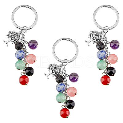 Natural & Synthetic Gemstone Beads & Alloy Charms Keychain KEYC-PH01455-S-1