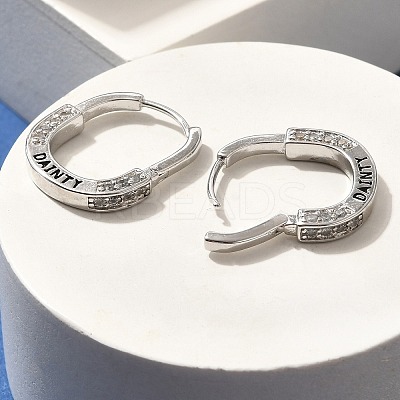Brass Cubic Zirconia Hoop Earrings EJEW-M048-07P-1