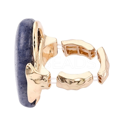 Natural Blue Spot Jasper Stretch Finger Rings RJEW-N055-01B-1