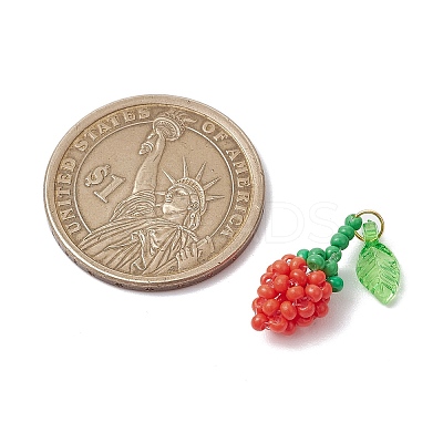 Glass Seed Beaded Rose Pendants PALLOY-MZ00627-04-1