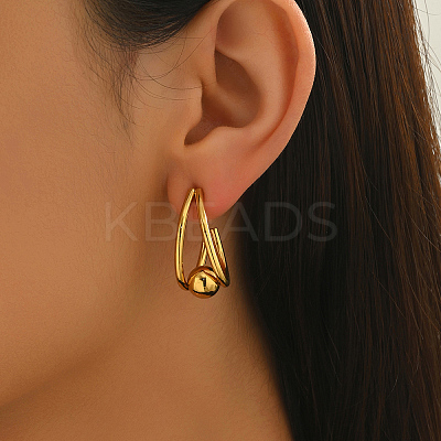 Teardrop with Round Stainless Steel Stud Earrings UU4012-1