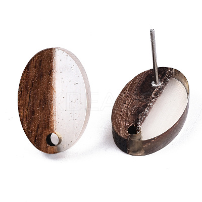 Resin & Walnut Wood Stud Earring Findings LS-MAK-N032-004A-A01-1