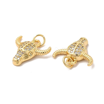 Rack Plating Brass Micro Pave  Cubic Zirconia Pendants KK-B068-24G-1