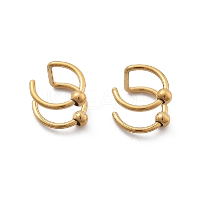 304 Stainless Steel 2 Line Round Clip on Nose Rings AJEW-A062-02G-1